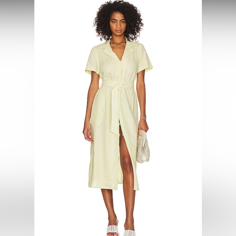 WeWoreWhat - Camp Collar Linen Shirt Dress in Garden Glade